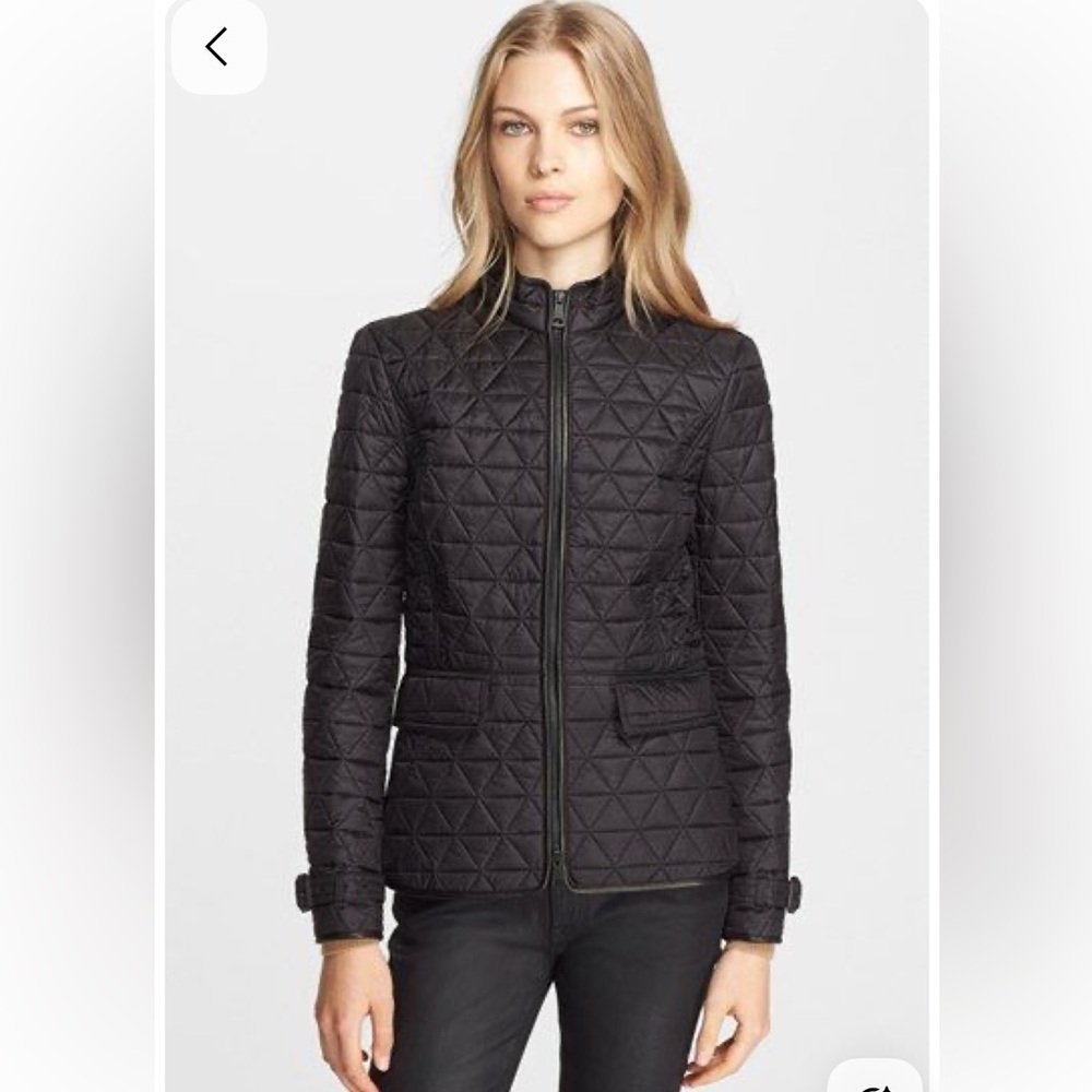BURBERRY Super Rare Laycroft Leather Trim Moto Quilted Jacket